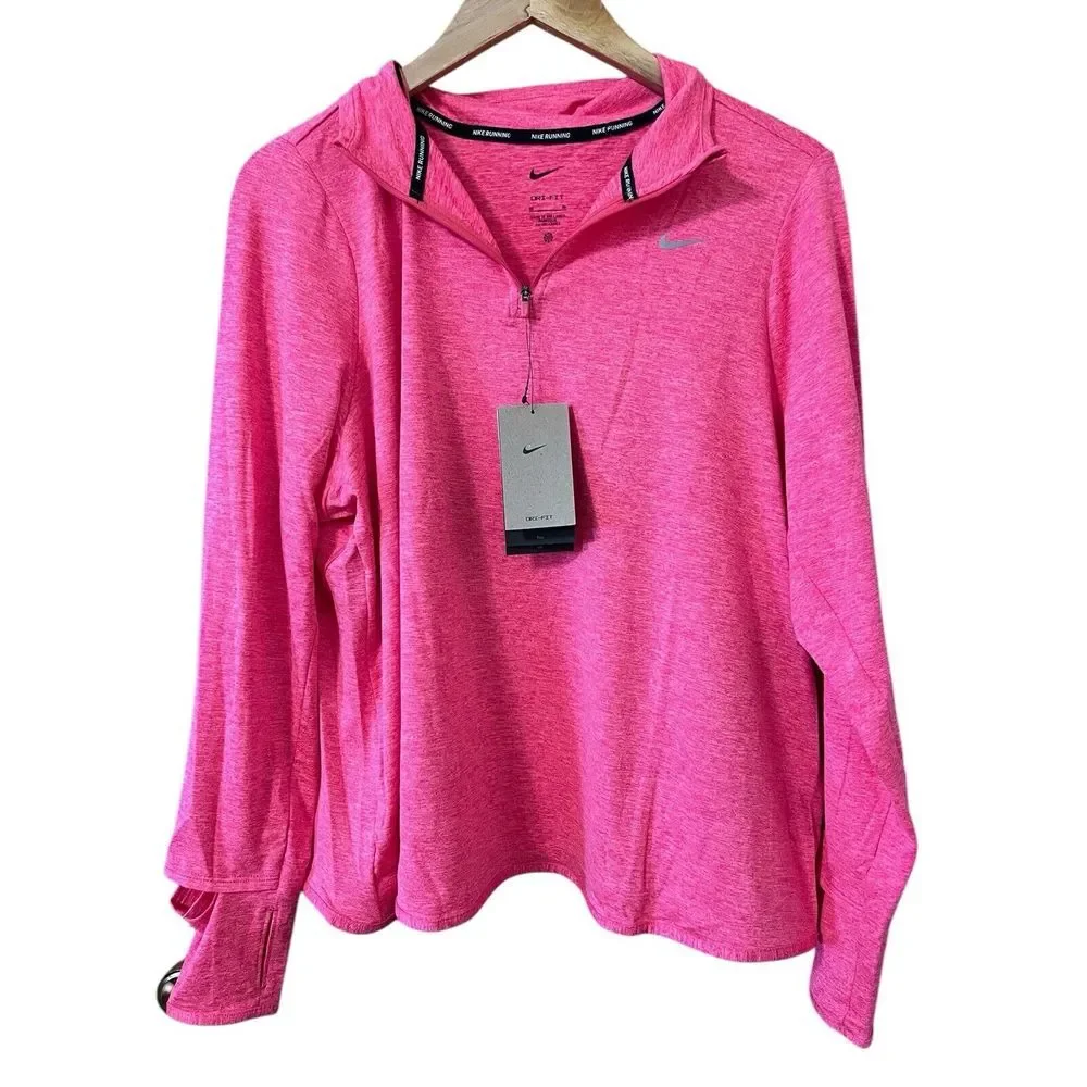 Nike NWT Womens 2X Zip Pullover Dri-Fit Running Training Gym Bright Pink - Picture 1 of 8